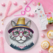 新年おめでとうパーティー – 変装した猫 ペーパープレート (パーティー)