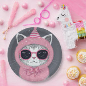 新年おめでとうパーティー – 変装した猫 ペーパープレート (パーティー)