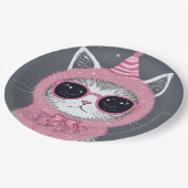 新年おめでとうパーティー – 変装した猫 ペーパープレート (アングル)