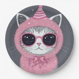 新年おめでとうパーティー – 変装した猫 ペーパープレート