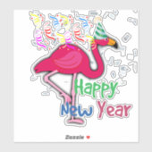 新年おめでとうピンクフラミンゴ シール (シート)