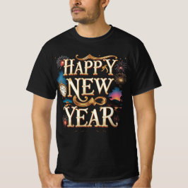 新年おめでとうフェスティブグラフィック Tシャツ