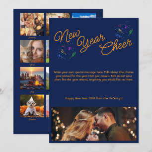 新年おめでとうマルチフォトネイビーブルー シーズンカード