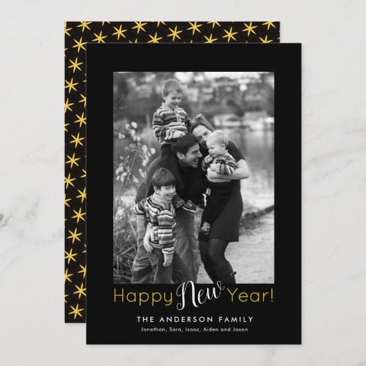 新年おめでとうミニマル |垂直方向の写真 シーズンカード (正面/裏面)