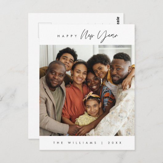 新年おめでとうモダン家族の写真Postc ポストカード (正面/裏面)