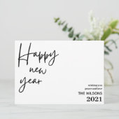 新年おめでとうモダン、白黒ストライプ写真 シーズンカード (スタンド正面)