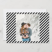 新年おめでとうモダン、白黒ストライプ写真 シーズンカード (裏面)
