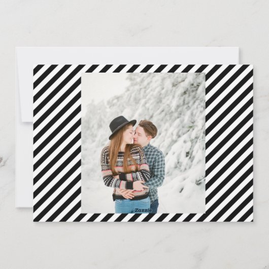新年おめでとうモダン、白黒ストライプ写真 シーズンカード (裏面)