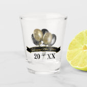 新年おめでとう吹き出し板を追加 ショットグラス (正面)