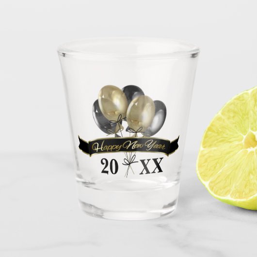 新年おめでとう吹き出し板を追加 ショットグラス (正面)