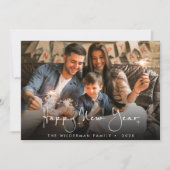 新年おめでとう書道スクリプトフォトカード シーズンカード (正面)