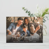 新年おめでとう書道スクリプトフォトカード シーズンカード (スタンド正面)