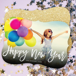 新年おめでとう筆の台本書道写真 シーズンカード