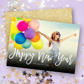 新年おめでとう筆の台本書道写真 シーズンカード