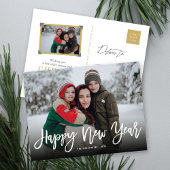 新年おめでとう筆の台本書道写真 シーズンポストカード