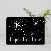 新年おめでとう花火5 x 7 | 背面の写真 箔シーズンカード (立ち正面)