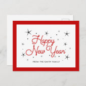 新年おめでとう赤と白 ポストカード (正面/裏面)