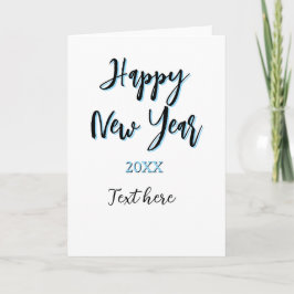 新年おめでとう青はっきりした黒シンプル年スタイリッシュ カード