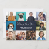 新年おめでとう10枚の写真ブルー シーズンカード (正面)