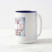 新年おめでとう2枚の写真を追加するマグカップ ツートーンマグカップ (正面右)