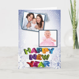 新年おめでとう2枚の写真を追加グリーティングカード シーズンカード