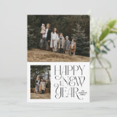 新年おめでとう2枚の写真シンプルエレガント シーズンカード (スタンド正面)