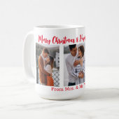 新年おめでとう3枚の写真コラージュ コーヒーマグカップ (正面左)