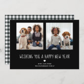 新年おめでとう | かわいい黒2枚 シーズンカード (正面/裏面)