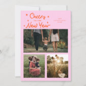 新年おめでとう オレンジ ピンク マルチ 写真 シーズンカード (正面)