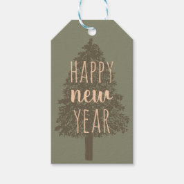 新年おめでとう・クリスマスツリーヴィンテージ冬 ギフトタグ