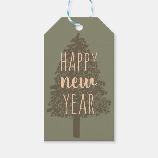 新年おめでとう・クリスマスツリーヴィンテージ冬 ギフトタグ (正面)