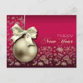 新年おめでとう。クリスマスバウブルのポストカード シーズンポストカード (正面)