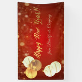 新年おめでとう，クリスマスボール，赤 横断幕 (縦)