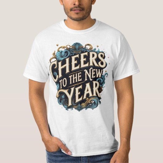 新年おめでとう シャンパン Tシャツ (正面)