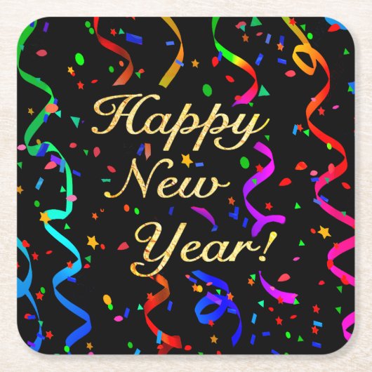「新年おめでとう！」 スクエアペーパーコースター (正面)