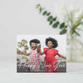 新年おめでとう |タイポグラフィスクリプトグリーティングカード ポストカード (スタンド正面)