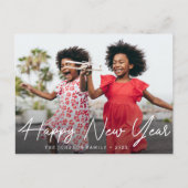 新年おめでとう |タイポグラフィスクリプトグリーティングカード ポストカード (正面)