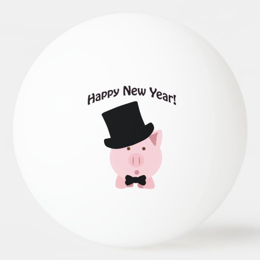 新年おめでとう！ダッパー豚 卓球ボール (正面)
