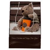 新年おめでとう。テディベア. ミディアムペーパーバッグ (裏面)
