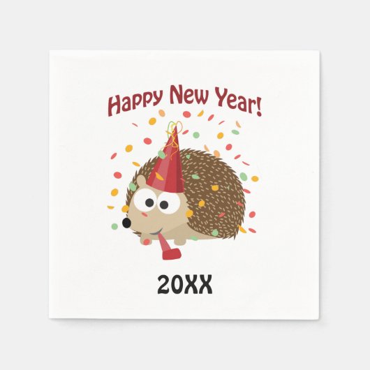新年おめでとう！ハリネズミ スタンダードカクテルナプキン (正面)