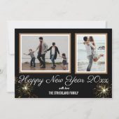 新年おめでとう |フォトオシンプルーバーレイホリデーカード シーズンカード (正面)