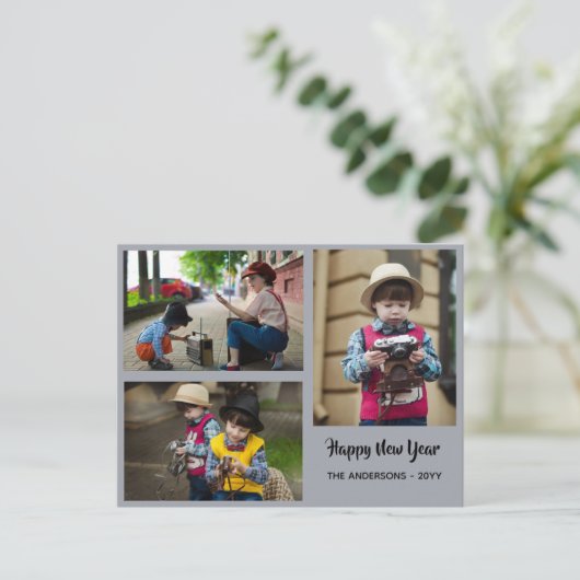 新年おめでとう – フォトコラージュ – パーソナライズされた 2018 シーズンポストカード (スタンド正面)