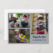 新年おめでとう – フォトコラージュ – パーソナライズされた 2018 シーズンポストカード (正面/裏面)