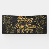 新年おめでとう ブラック&ゴールド パーティー 横断幕 (横)