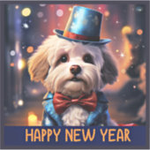 新年おめでとう、マルチーズおもちゃプードル。 シール (正面)