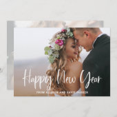 新年おめでとう |モダンタイポグラフィと2枚の写真 シーズンカード (正面/裏面)