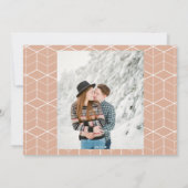 新年おめでとう、モダン赤面ピンクの白い写真 シーズンカード (裏面)