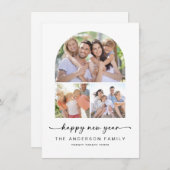 新年おめでとう |モダン Arch 3写真 シーズンカード (正面/裏面)