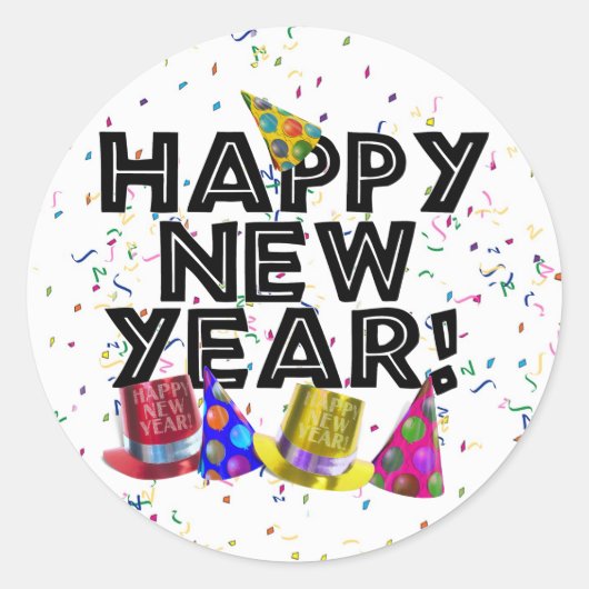 新年おめでとう ラウンドシール (正面)