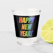 「新年おめでとう!」 レインボー文字 ショットグラス (正面)